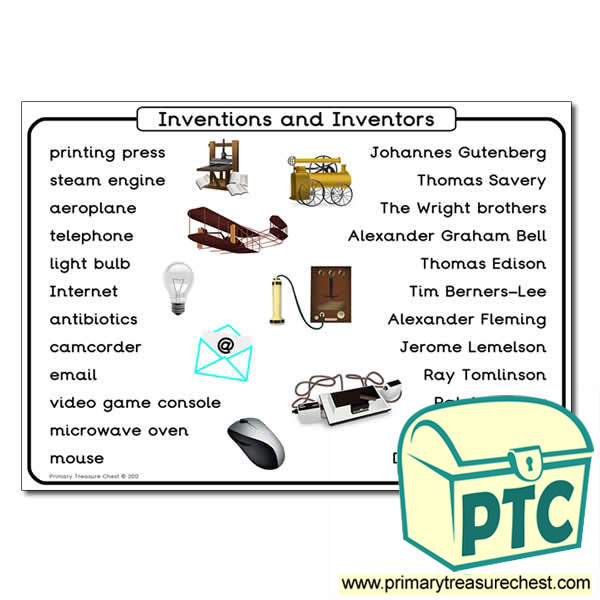  Inventions And Inventors Themed Word Mat Primary Treasure Chest