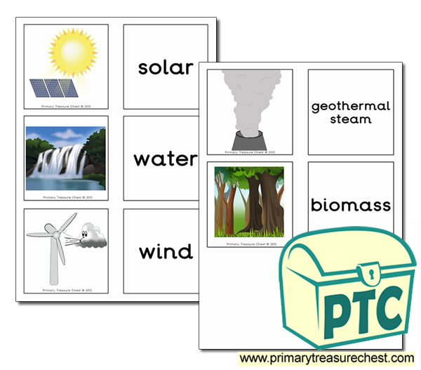 Renewable Energy Themed Matching Cards - Primary Treasure Chest